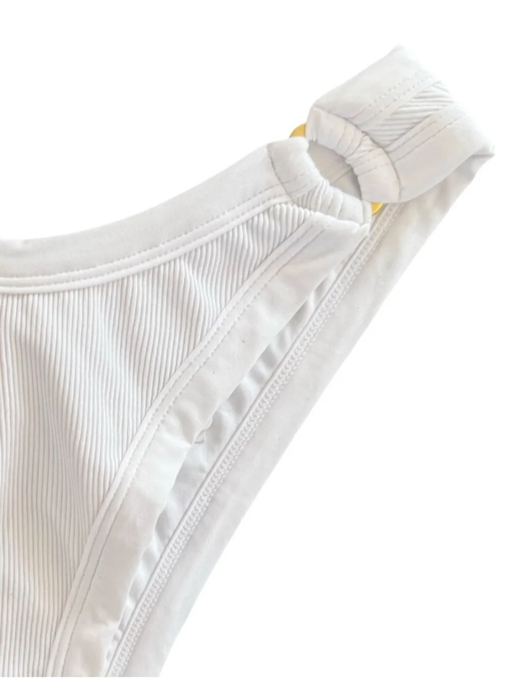 L*Space Anna Bitsy Cut White Ribbed Bikini Swim Bottom NWT Size S